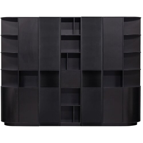 WOOOD Črna modularna knjižna polica iz masivnega bora 276x210 cm Finca &amp;ndash; Slike
