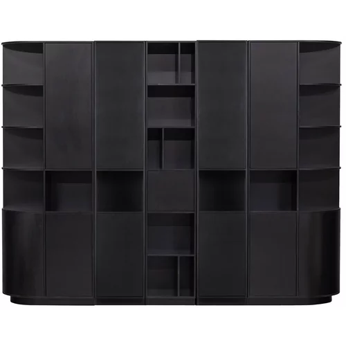 WOOOD Črna modularna knjižna polica iz masivnega bora 276x210 cm Finca –
