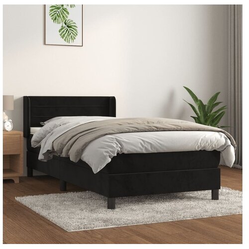  Box spring postelja z vzmetnico črna 80x200 cm žamet Cene
