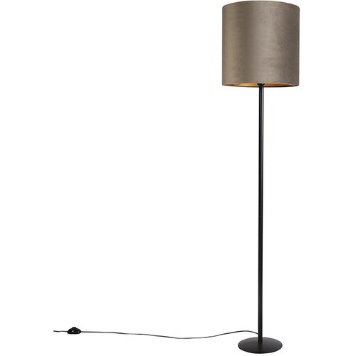 QAZQA Stoječa svetilka črna z taupe in zlatim žametnim odtenkom 40 cm - Simplo Slike