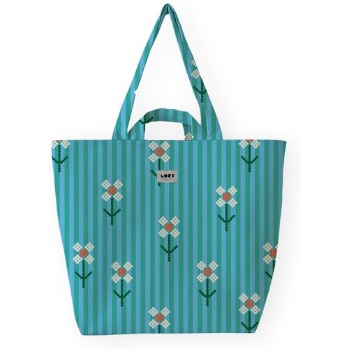 Lori Barcelona Naramna torba Stripe Bloom - Blue Flowers Modra Cene