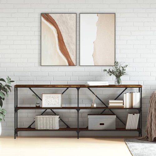  Stolić za kavu boja hrasta 180 x 30 x 75 cm od drva i željeza Cijene