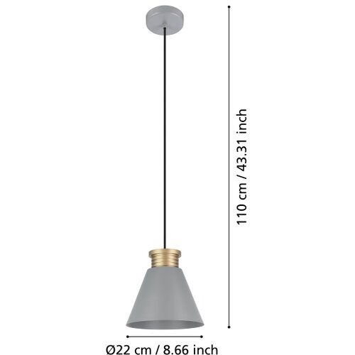 Eglo visilica Twicken, 1 x E27, siva/zlatna, 22 cm, 43838 Slike