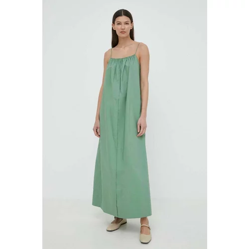 By Malene Birger Pamučna haljina boja: zelena, maxi, širi se prema dolje