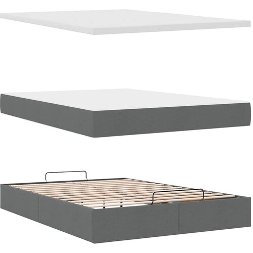  Otomanski krevet s madracem i LED tamnosivi 140x190 cm tkanine Slike