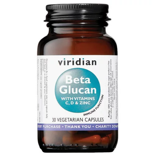 Viridian Nutrition Beta glukan z vitaminom C, vitaminom D in cinkom Viridian (30 kapsul)