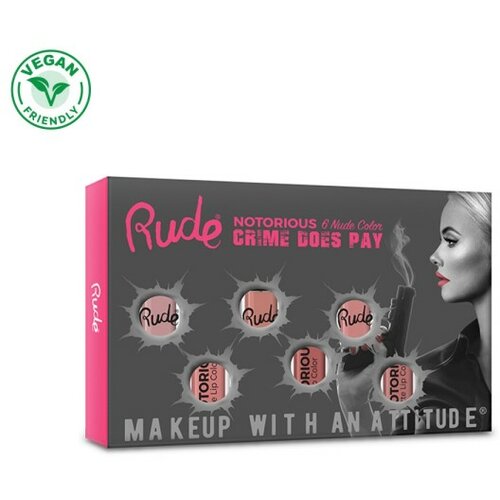 Rude Cosmetics ruževi za usne crime does pay nude | poklon set Slike