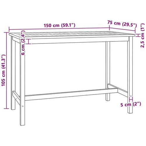  Stol za bar Prirodna 150 x 75 x 105 cm Čvrsto teak drvo Slike
