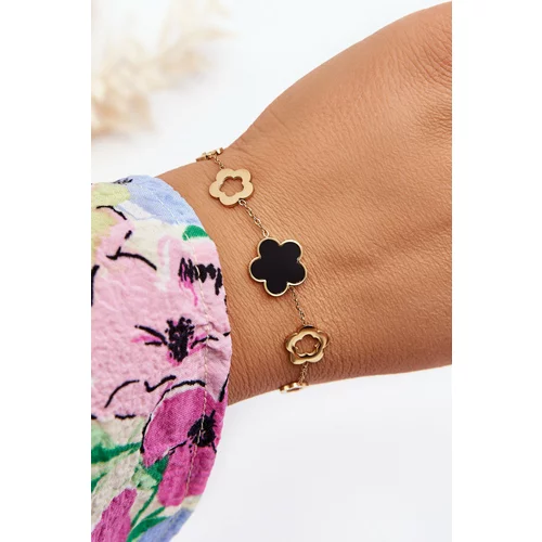 Kesi Ladies bracelet with flowers gold-black