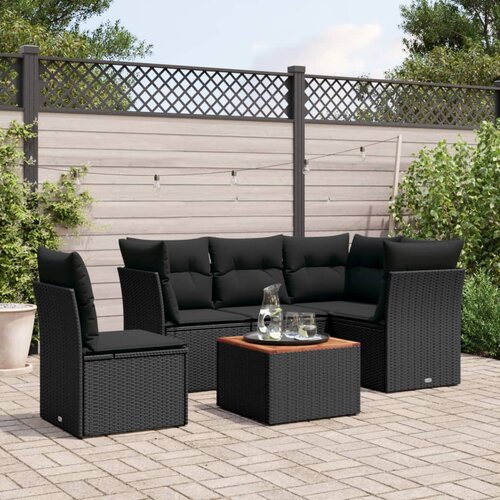 vidaXL 6-dijelni set vrtnih sofa s jastucima crni od poliratana Cijene
