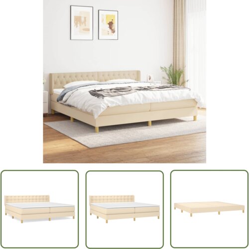 The Living Store Box spring postelja z vzmetnico krem 200x200 cm blago - Box Spring Postelja, (21737249) Cene
