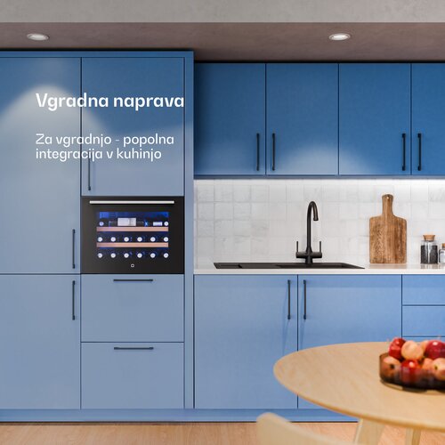 Klarstein Illuminosa vgradni hladilnik za vino | Moderno | UV-za&amp;scaron;čita | 61 litrov | 19 steklenic | 60 cm Slike