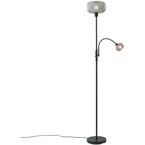 QAZQA Smart vloerlamp zwart met smoke glas 2-lichts incl. Wifi - Brianna Cene