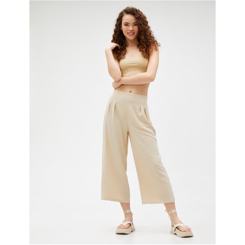 Koton Wide Leg Trousers Crop High Waist Plier Slike