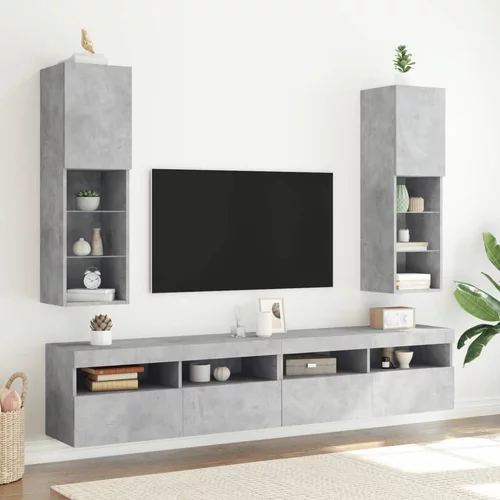 TV ormarići s LED svjetlima 2 kom boja betona 30,5x30x102 cm