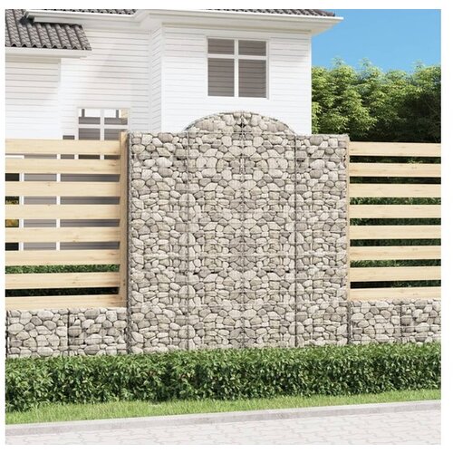 vidaXL Obokane gabion kosare 2 kosa 200x30x220/240 cm pocink Cene