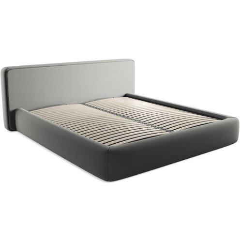 Makamii Sivi tapecirani bračni krevet s prostorom za odlaganje s podnicom 180x200 cm Kiana – Cijene