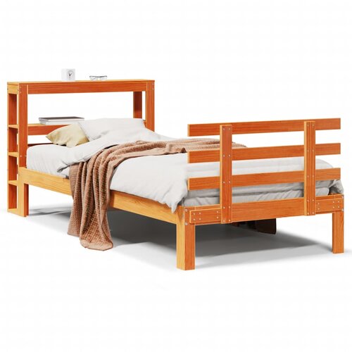 Maison Chic Posteljni okvir - Enojna postelja - Postelja za odrasle z vzglavjem vo&amp;scaron;čeno rjava 90x190 cm borovina, (21695681) Slike