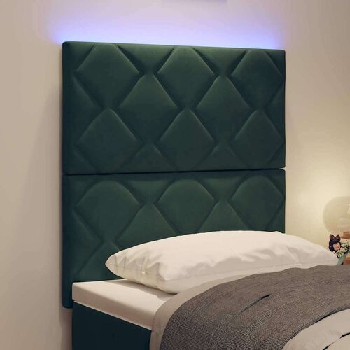 vidaXL LED vzglavje z LED lučmi Geometrični Temno zelena 80 cm Žamet, (5000043931) Cene