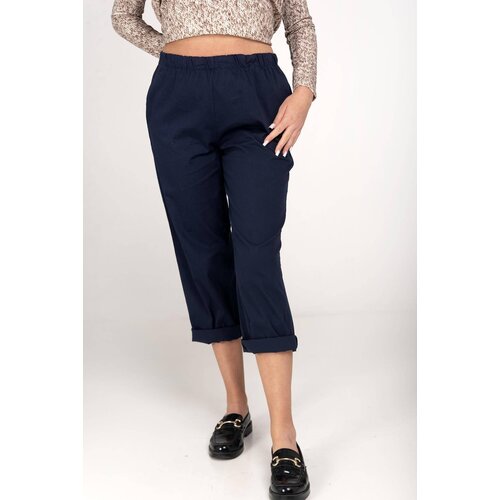  Navy blue cotton trousers with elastic band Slike
