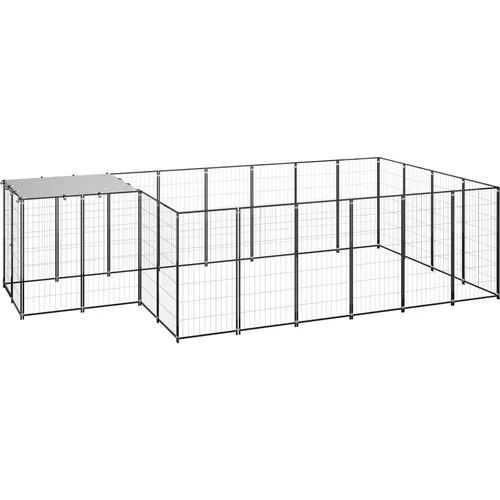 vidaXL kavez za pse crni 8,47 m² čelični