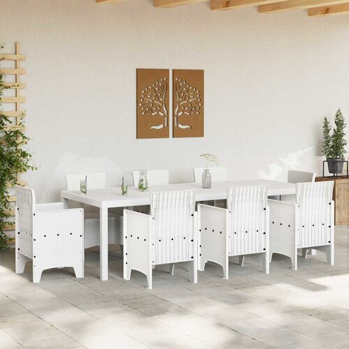  Stol za vrt Bijelo 250 x 100 x 73 cm poliratan Slike