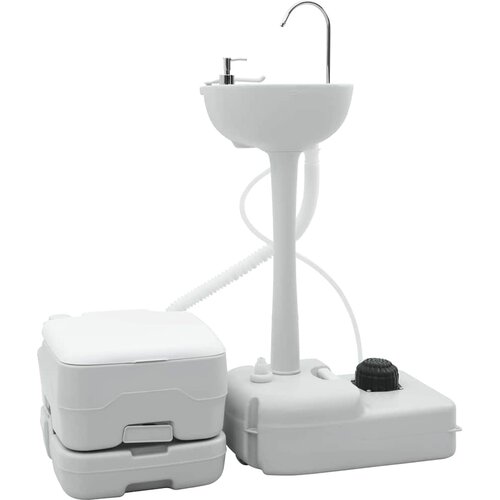  Kamperski WC set 2 pcs Siva i bijela Polietilen Visoke Gustoće Cijene