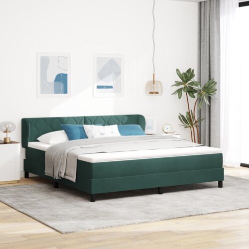  Box Spring Postelja z Blazino Temno Zelena 180x200 cm Žamet, (22051925) Cene
