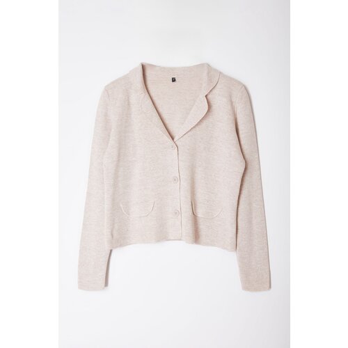 Trendyol Beige Jacket Look Knitwear Cardigan Slike