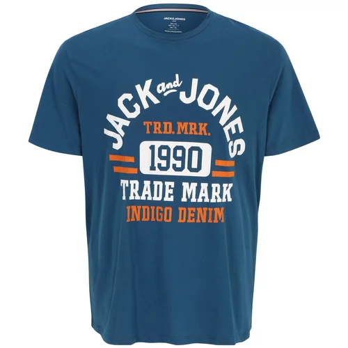 Jack & Jones Plus Majica 'CARLO' safir / oranžna / bela