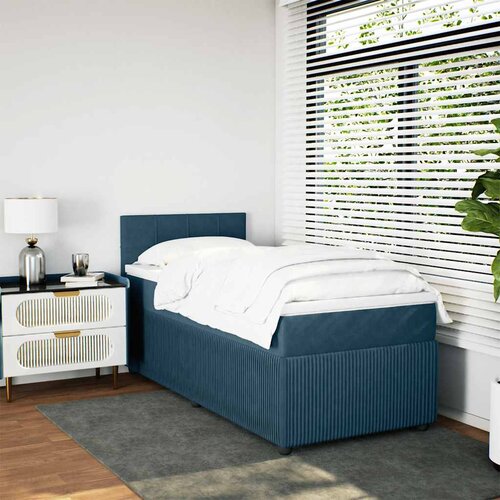 Box spring krevet s madracem plavi 90x190 cm bar&amp;scaron;unasti Slike