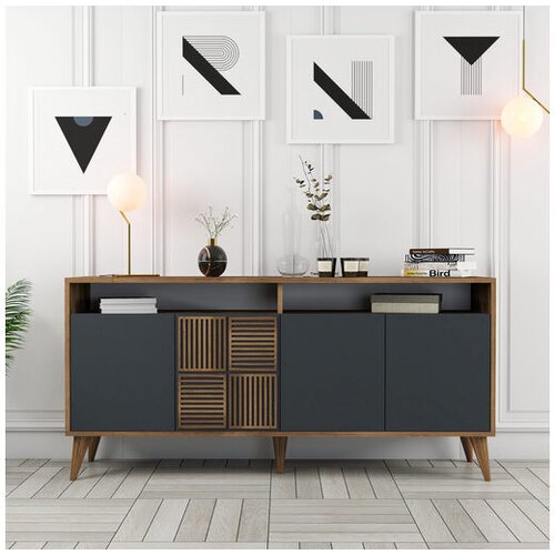 Hanah home Milan 160 - Walnut, Anthracite konzolna miza, (20866625) Cene