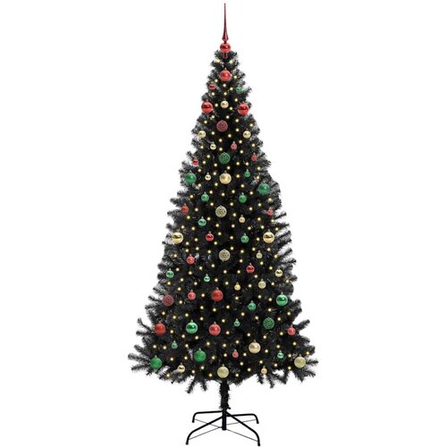 VidaXL Božićno drvce s 300 LED svjetlima s stalakom Crna 240 cm PVC Slike