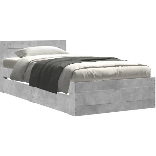 Maison Chic Posteljni okvir - Enojna postelja - Postelja za odrasle z vzglavjem betonsko siv 100x200 cm inž. les, (21697086) Slike
