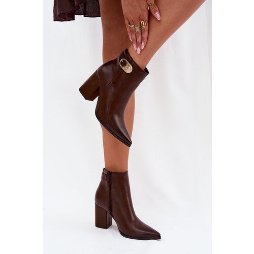 Boto Women&amp;rsquo;s heeled boots with gold detail chocolate Tharina Slike