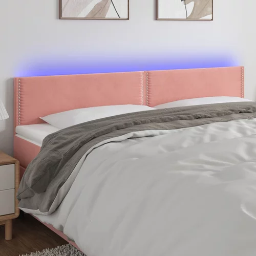 vidaXL LED posteljno vzglavje roza 200x5x78/88 cm žamet