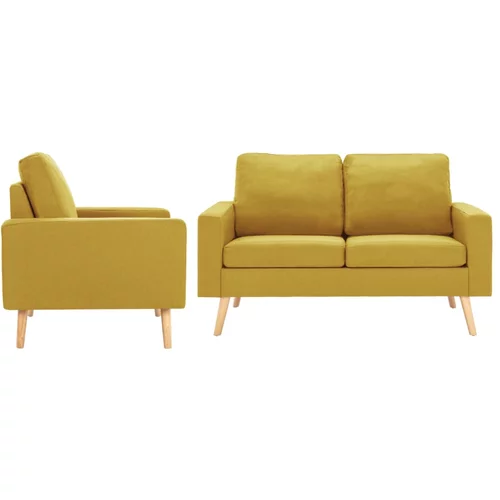  2-dijelni set sofa od tkanine žuti