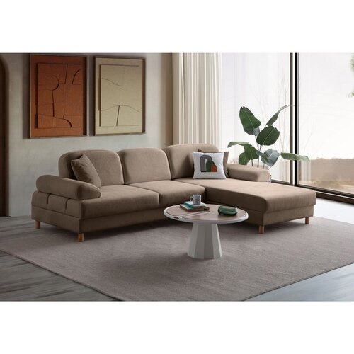 Atelier Del Sofa Aries Relax Right ugaona garnitura na razvlačenje 180 × 280 cm, braon Cene