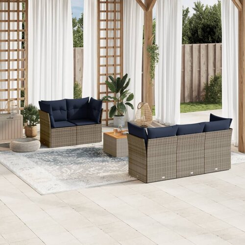 vidaXL 6-dijelni set vrtnih sofa od poliratana s jastucima sivi Cijene