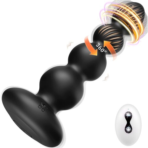 SuperLove 360 Rotating &amp;amp; Vibrating Anal Beads Black Slike