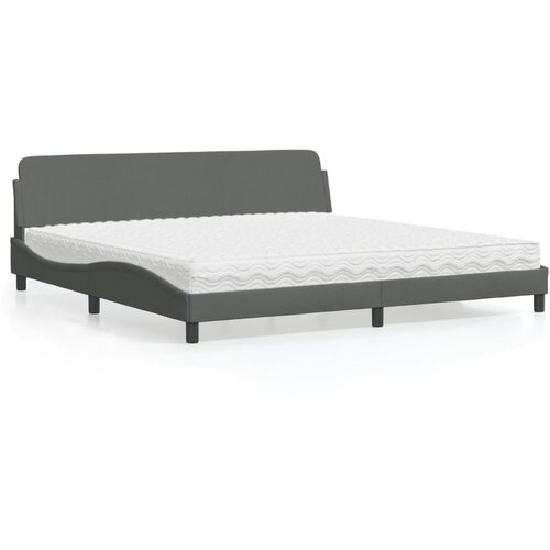 vidaXL Postelja z vzmetnico temno siva 200x200 cm blago Cene