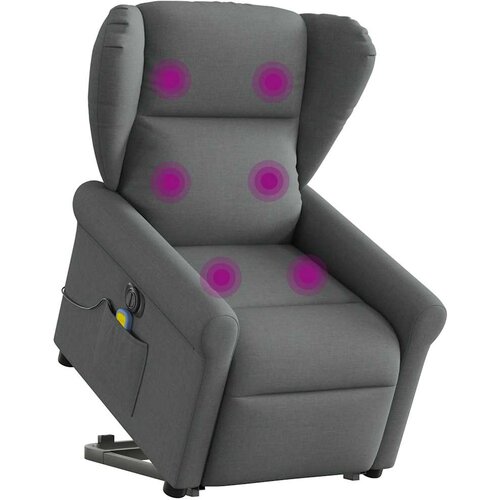 VidaXL Električni masažni naslonjač na podizanje od tkanine tamnosivi Slike