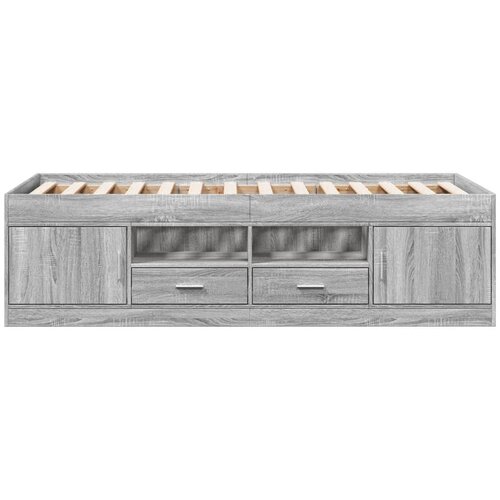  Dnevni krevet s ladicama bez madraca siva boja hrasta 90x200 cm Slike