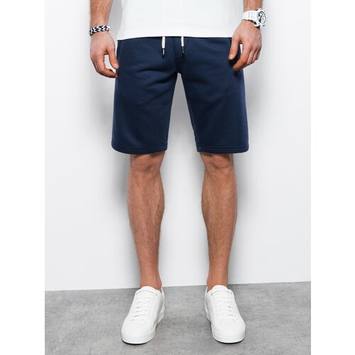 Ombre Men's short shorts with pockets - navy blue Cene