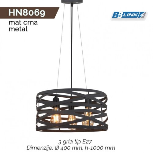 VISILICA HN8069A 3*E27 CRNA Slike