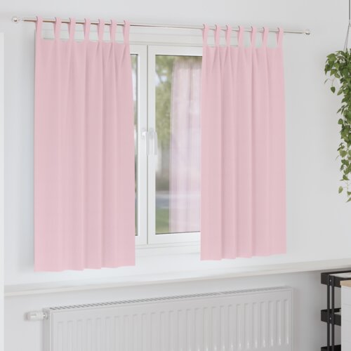 VidaXL Zavjese sa zavjesama 2 pcs Bebe ružičasta Poliester Slike