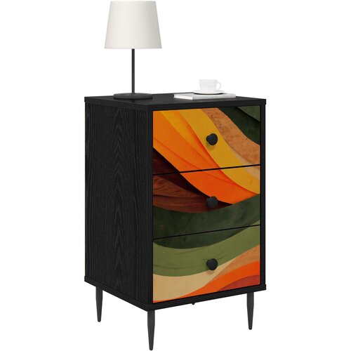  Noćni ormar BONN Crni hrast 36 x 33 x 61 cm Konstruirano drvo Slike