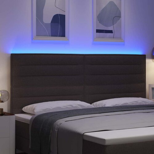  LED glava kreveta s LED trakama Tamno smeđa 200 cm tkanina Slike