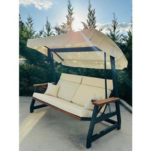 Hanah home nova 2400 - Beige, Black NaturalBeige Garden Triple Swing Chair Cene