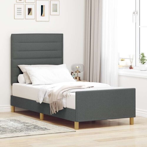 VidaXL Okvir kreveta Tamno siva Konstruirano drvo 90 x 190 cm Izdržljiv Slike